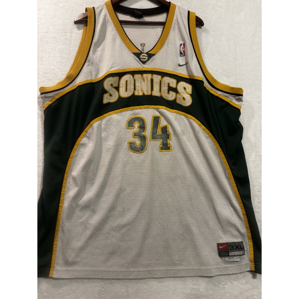 Vintage‎ Nike Ray Allen Seattle Super Sonics Jersey White 3XL #34 NBA Basketball